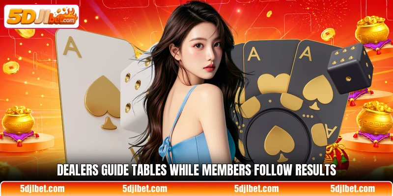 Dealers guide tables while members follow results