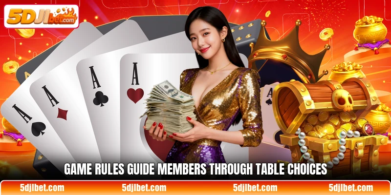 Game rules guide members through table choices