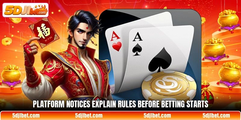 Platform notices explain rules before betting starts Platform notices explain rules before betting starts