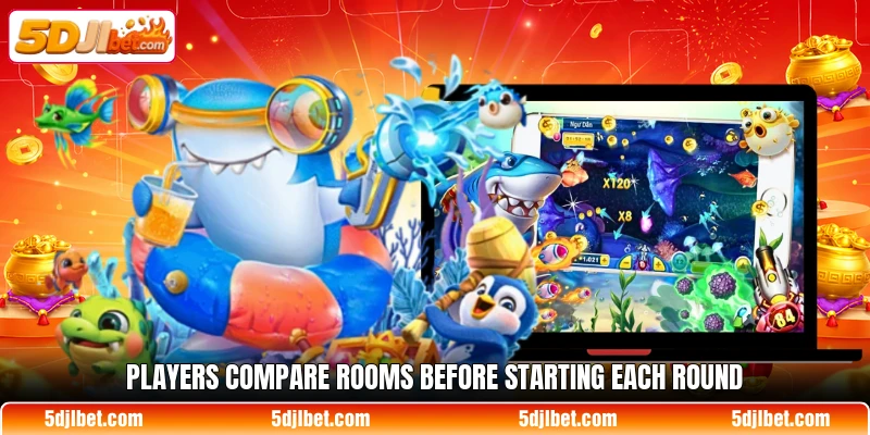 Players compare rooms before starting each round Players compare rooms before starting each round