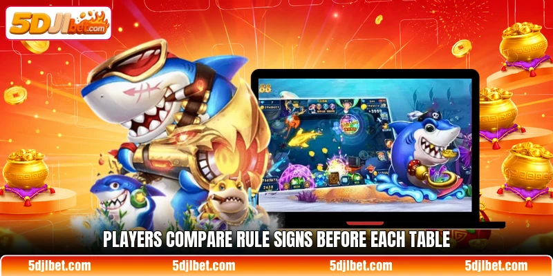 Players compare rule signs before each table