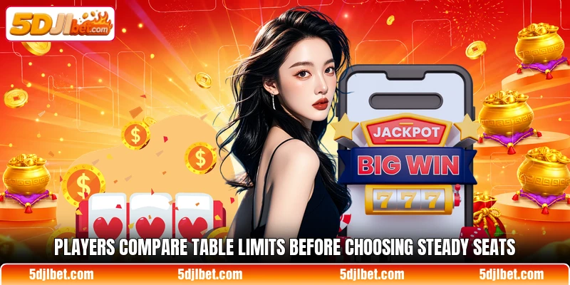 Players compare table limits before choosing steady seats