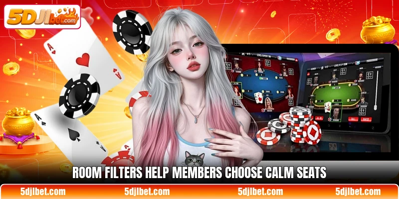 Room filters help members choose calm seats Room filters help members choose calm seats