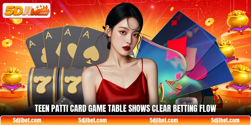 Teen patti card game table shows clear betting flow